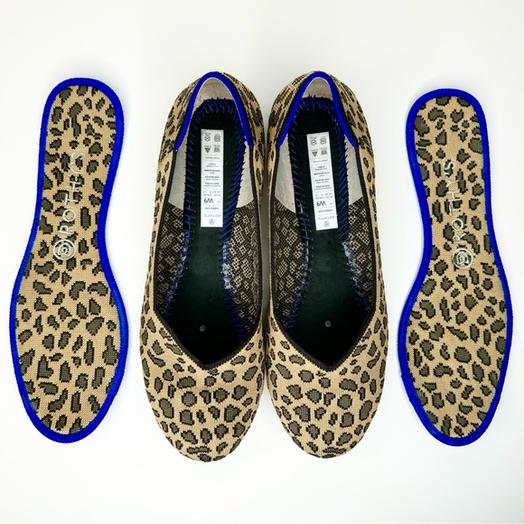 Women's 9 Rothy's RETIRED leopard print round toe the loafer ballet flats shoes - Picture 2 of 6